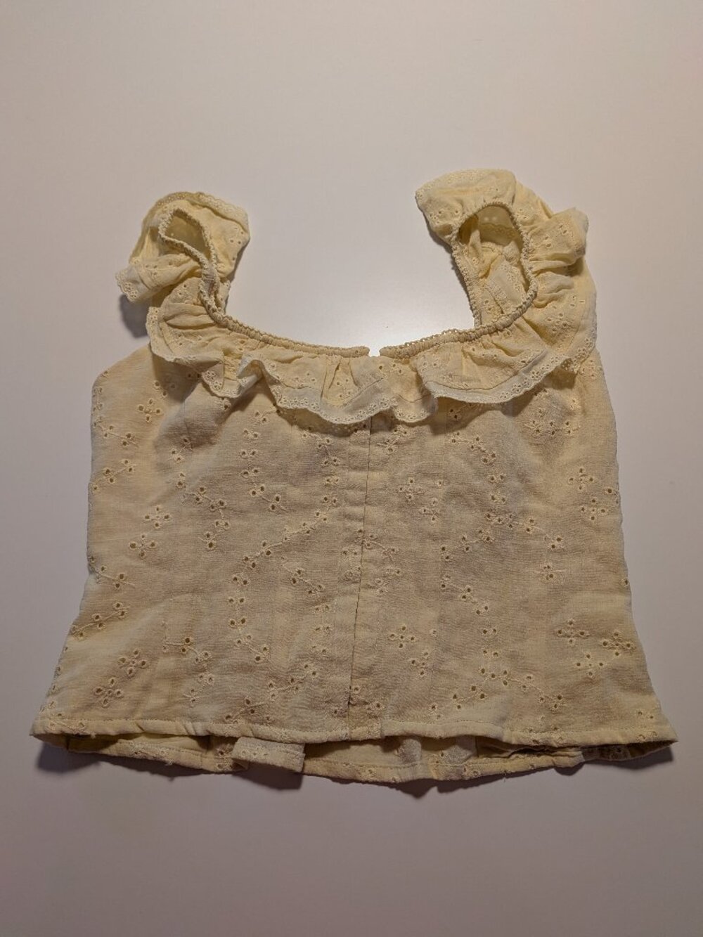 Wild Fable Eyelet Crop Top Womens S Yellow Ruffle Smocked Cottagecore